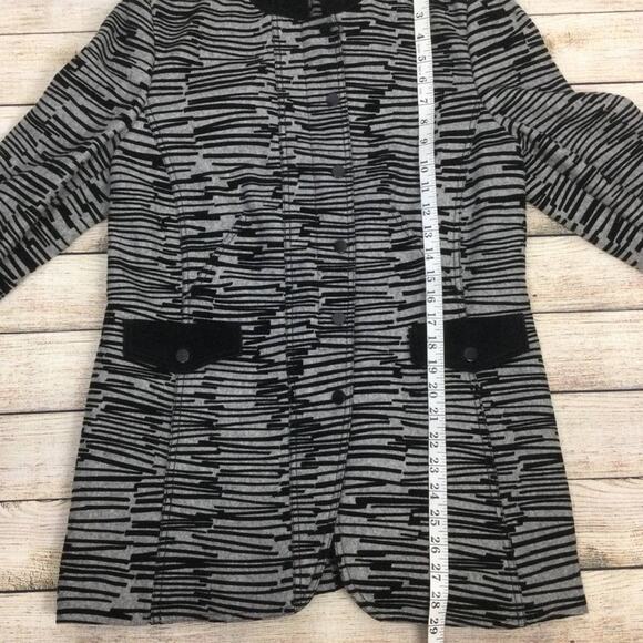 Etcetera Zebra Mock Collar Wool Blend Fleece Lined Long Sleeve 3/4 Coat Size 12 - Picture 11 of 13